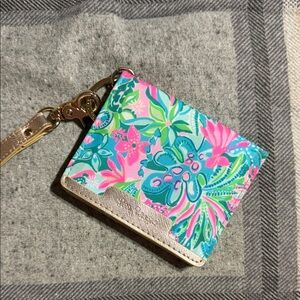 Lilly Pulitzer Floral Zip Wristlet in Pink, Teal & Gold
